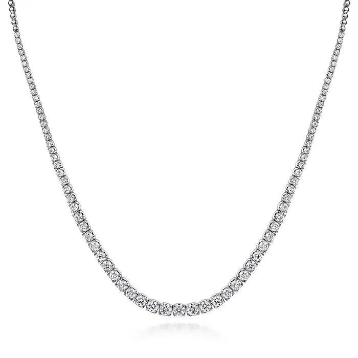 18K White Gold Graduated Lab Grown Diamond Necklace 5.0-10.0ct