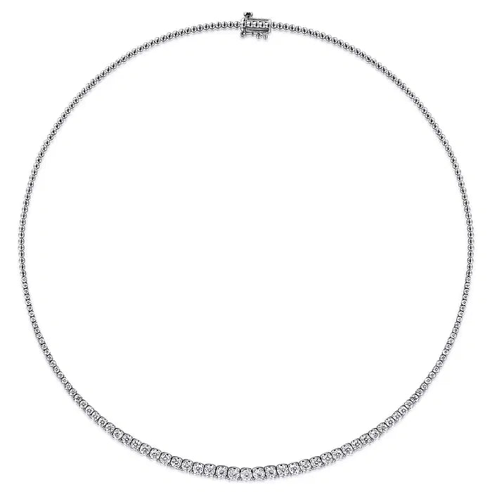 18K White Gold Graduated Lab Grown Diamond Necklace 5.0-10.0ct