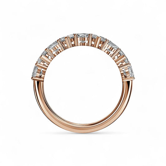 18K Rose Gold 9 Stone Heart - Shaped Lab Grown Diamond Half Eternity Ring 1.2 - 1.8ct - Triple