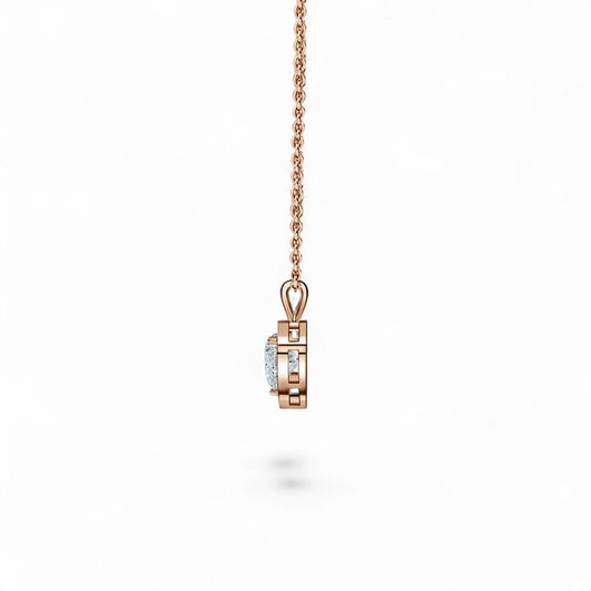 18K Rose Gold Heart - Shaped Lab Grown Diamond Halo Pendant Necklace 1.0 - 3.0ct - Triple