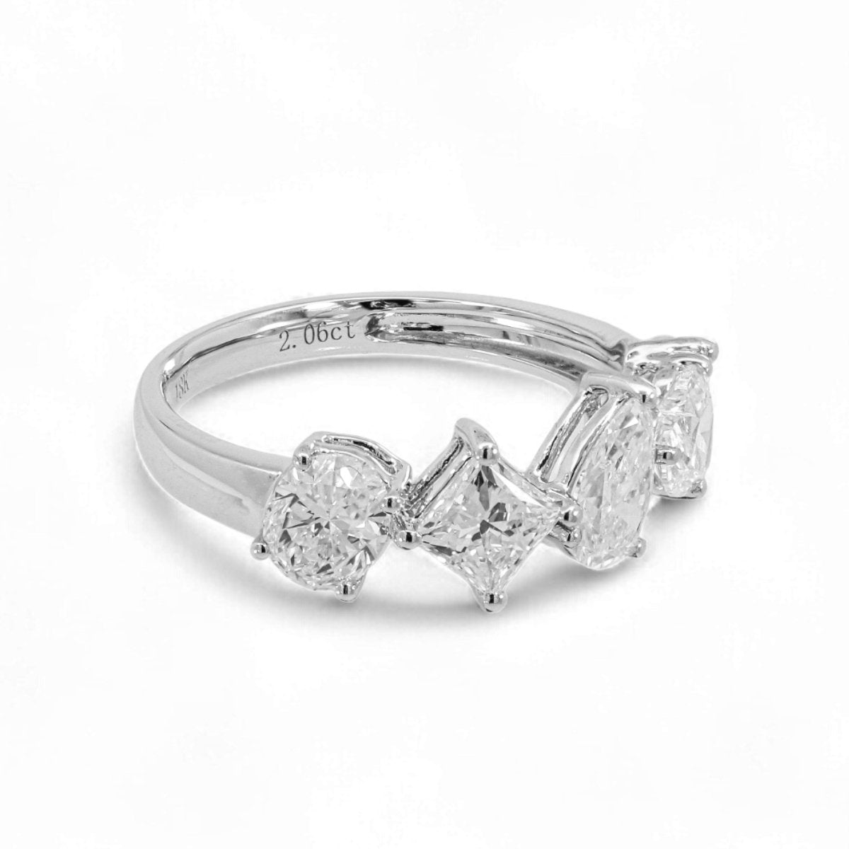 18K White Gold 5 Stone Fancy Shape Lab Grown Diamond Eternity Ring 1.5 - 2.5ct - Triple