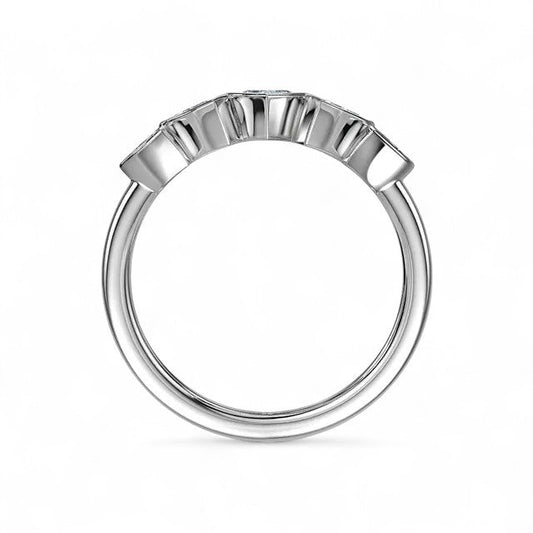 18K White Gold 5 Stone Heart - Shaped Lab Grown Diamond Half Eternity Ring 1.0 - 2.0ct - Triple