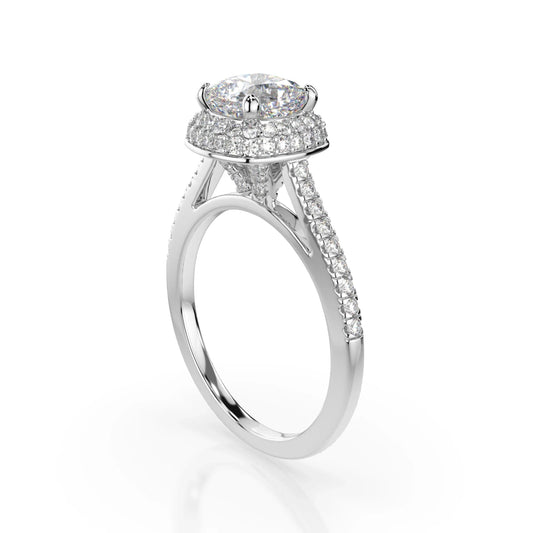 18K White Gold Cushion Cut Lab Grown Diamond Double Halo Engagement Ring 1.0 - 2.0ct - Triple