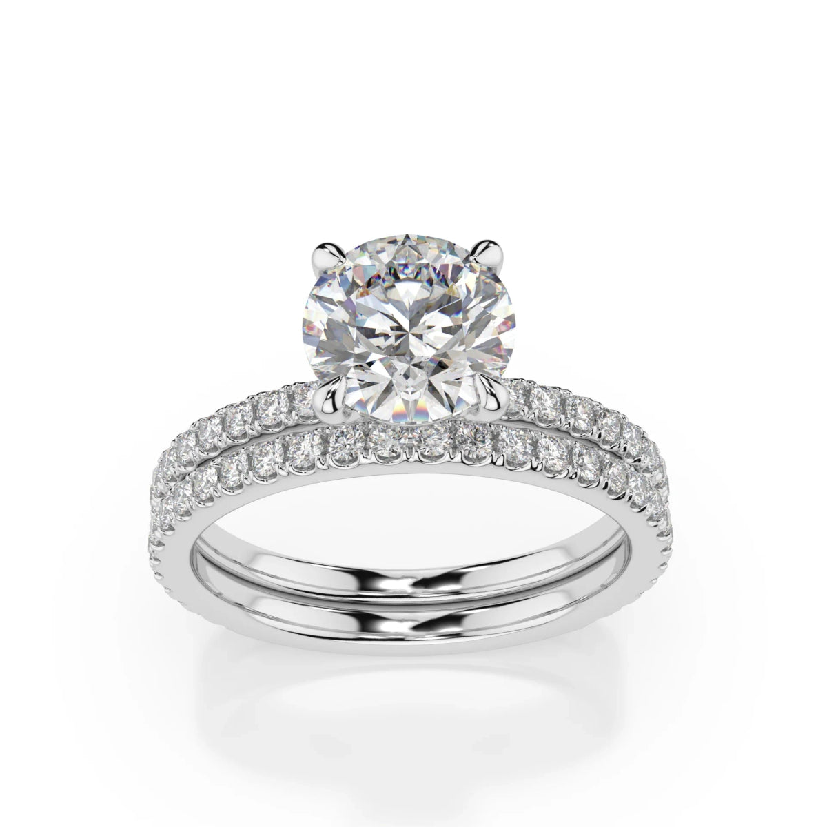 18K White Gold Harmony Round Brilliant Cut Lab Grown Diamond Engagement Ring 1.0 - 2.0ct - Triple