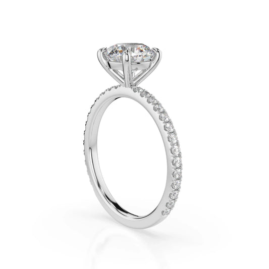 18K White Gold Harmony Round Brilliant Cut Lab Grown Diamond Engagement Ring 1.0 - 2.0ct - Triple