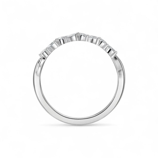 18K White Gold Lab Grown Diamond Cluster Half Eternity Ring - Triple