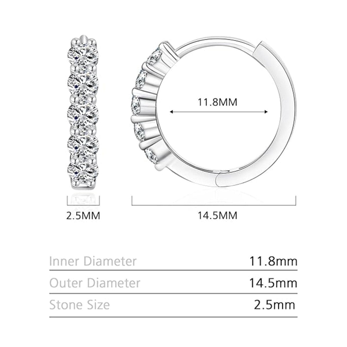 18K White Gold Lab Grown Diamond Hoop Earrings 0.60 - 1.00ct - Triple