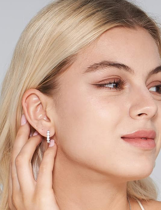 18K White Gold Lab Grown Diamond Hoop Earrings 0.60 - 1.00ct - Triple