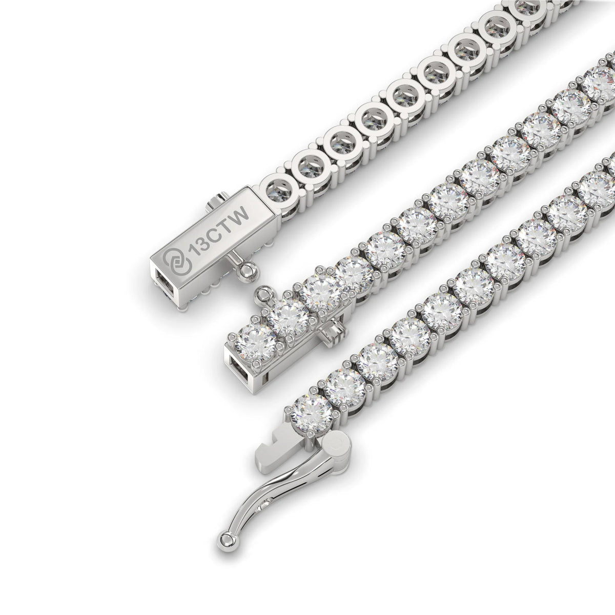 18K White Gold Lab Grown Diamond Tennis Bracelet 5.0 - 10.0ct - Triple