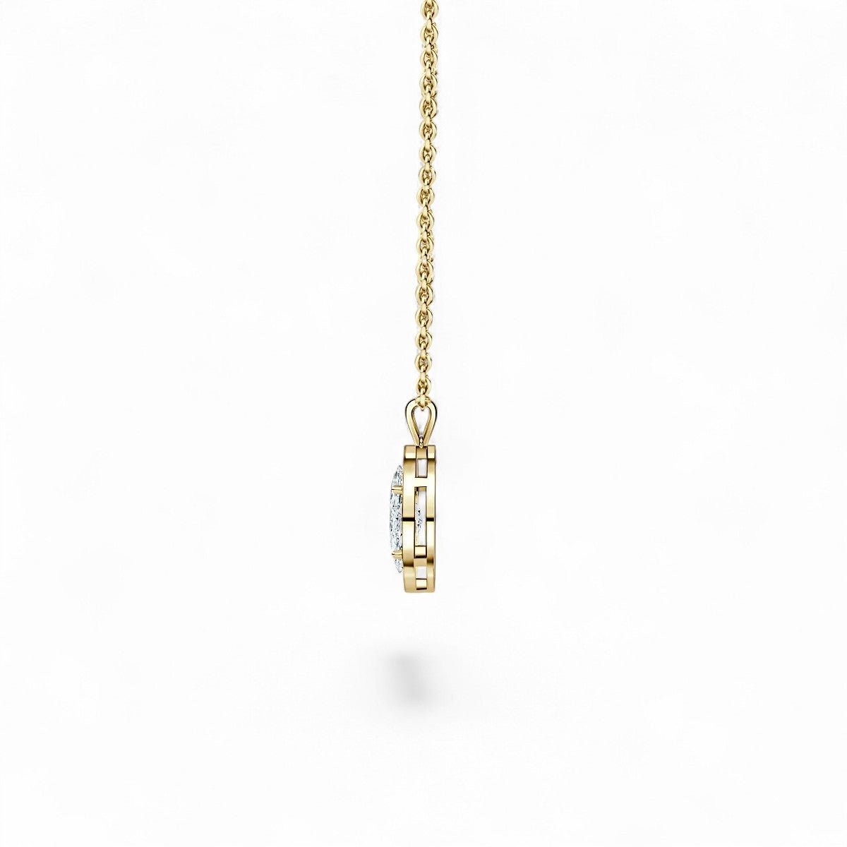 18K White Gold Marquise Cut Lab Grown Diamond Halo Pendant Necklace 1.0 - 3.0ct - Triple