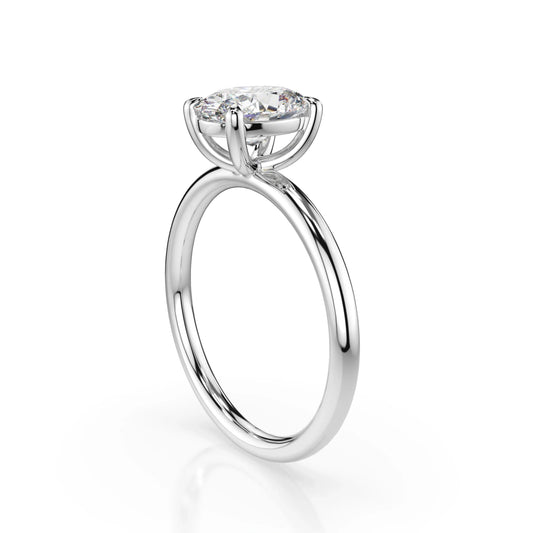 18K White Gold Oval Cut Lab Grown Diamond Claw Prong Solitaire Ring 1.0 - 2.0ct - Triple