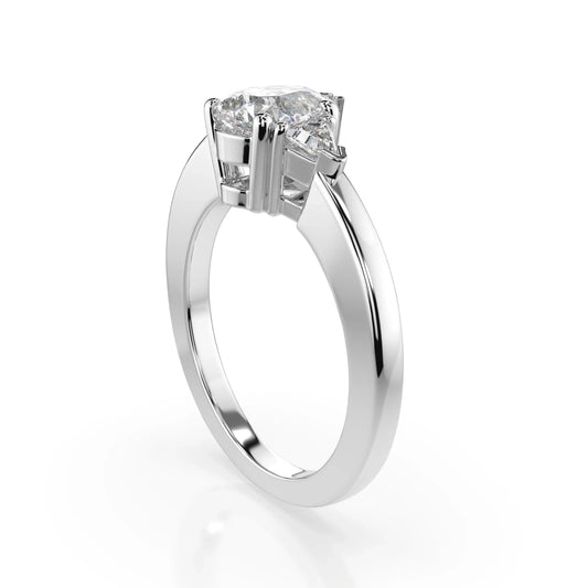 18K White Gold Pear Cut Lab Grown Diamond Engagement Ring - 1.0 - 2.0ct - Triple