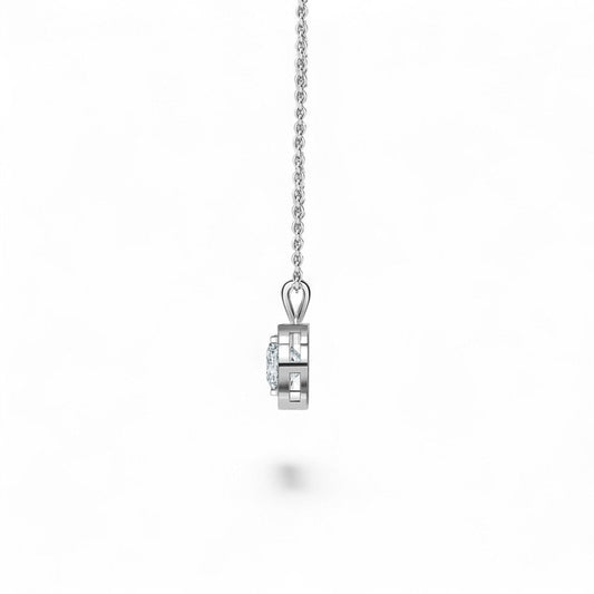 18K White Gold Princess Cut Lab Grown Diamond Halo Pendant Necklace 1.0 - 3.0ct - Triple