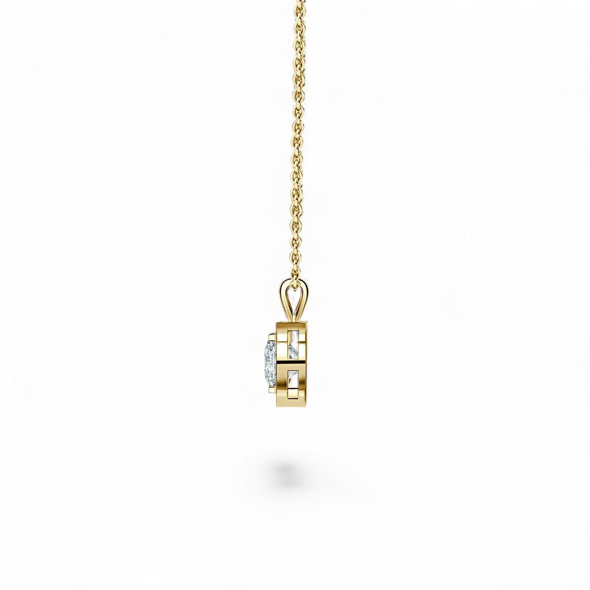 18K White Gold Princess Cut Lab Grown Diamond Halo Pendant Necklace 1.0 - 3.0ct - Triple