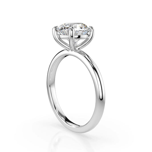18K White Gold Round Brilliant Lab Grown Diamond Claw Prong Solitaire Ring 1.0 - 2.0ct - Triple