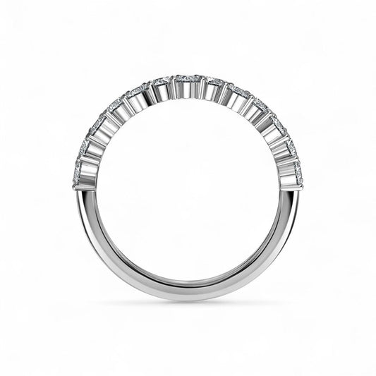 18K White Gold Round Lab Grown Diamond Cluster Half Eternity Ring - Triple