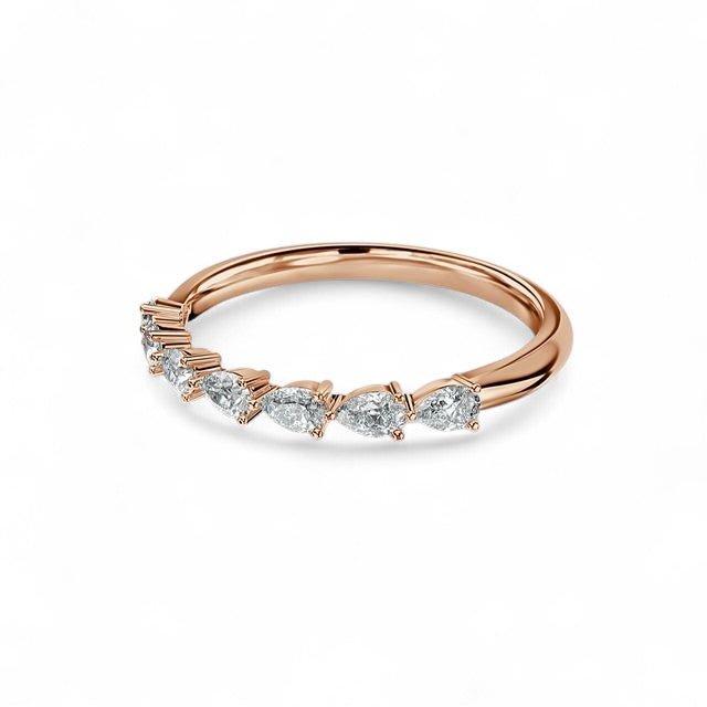 18K Yellow Gold 7 Stone Pear Cut Lab Grown Diamond Eternity Ring 1.05 - 1.75ct - Triple