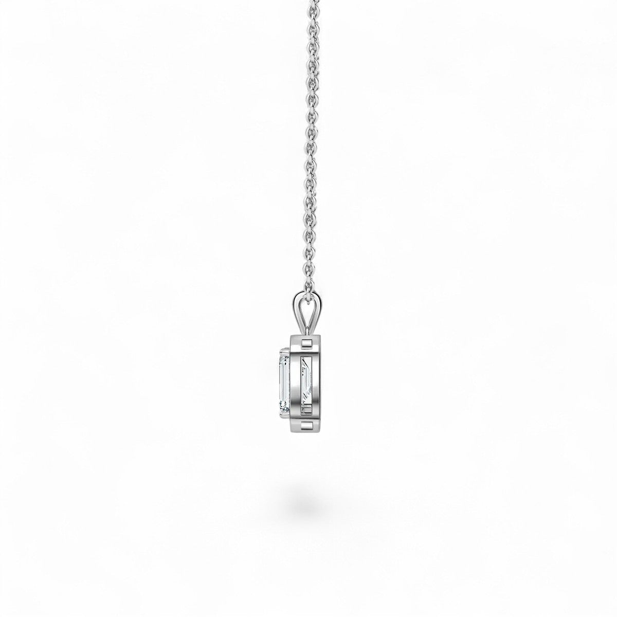 18K Yellow Gold Emerald Cut Lab Grown Diamond Halo Pendant Necklace 1.0 - 3.0ct - Triple