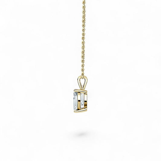 18K Yellow Gold Emerald Cut Lab Grown Diamond Pendant Necklace 1.0 - 3.0ct - Triple