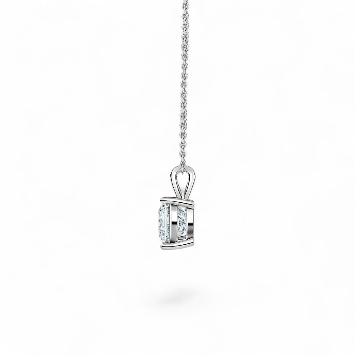 18K Yellow Gold Princess Cut Lab Grown Diamond Pendant Necklace 1.0 - 3.0ct - Triple