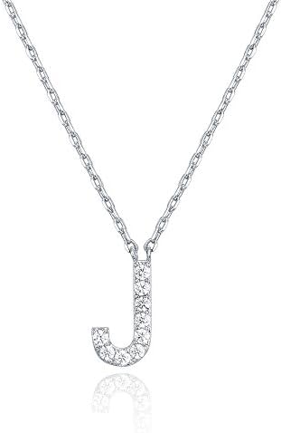 18K White Gold Lab Grown Diamond Initial Necklace, Letter Dainty Necklaces for Women
