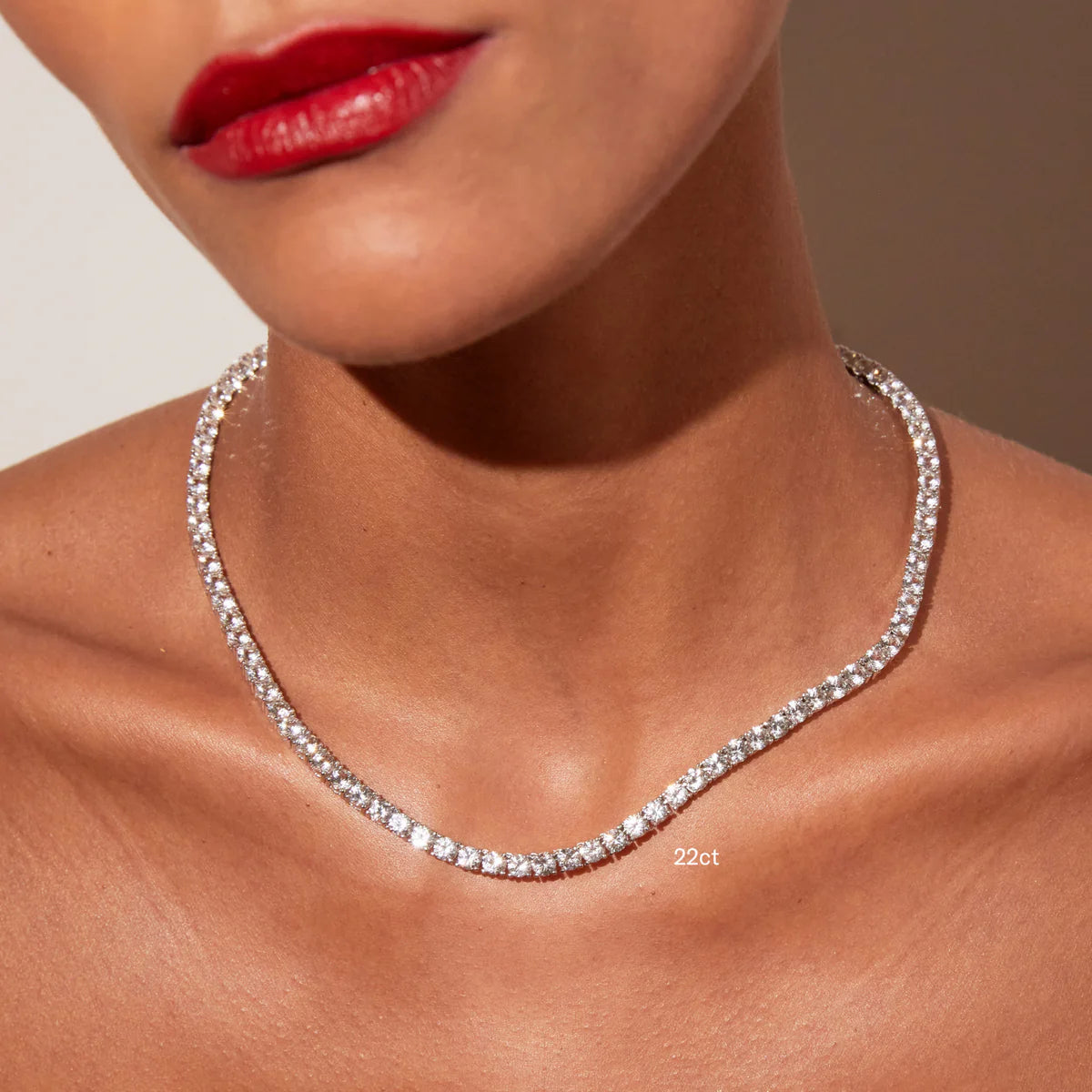 18K White Gold Lab Grown Diamond Tennis Necklace 5.0-15.0ct