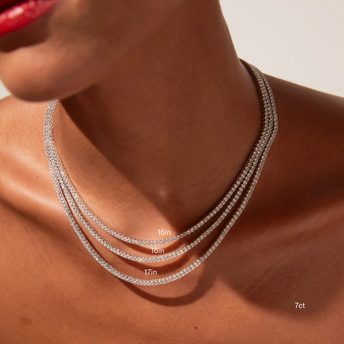 18K White Gold Lab Grown Diamond Tennis Necklace 5.0-15.0ct