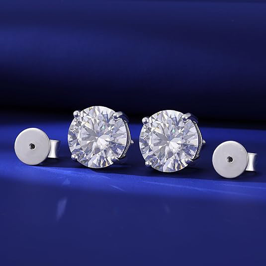 18K White Gold 4 Prong Lab Grown Diamond Stud Earrings 1.0-3.0ct