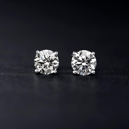18K White Gold 4 Prong Lab Grown Diamond Stud Earrings 1.0-3.0ct