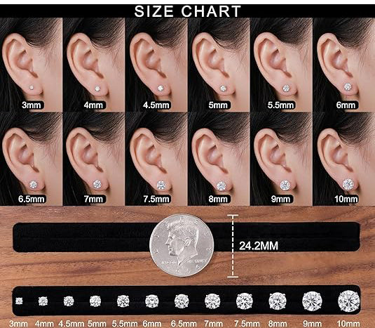 18K White Gold 4 Prong Lab Grown Diamond Stud Earrings 1.0-3.0ct
