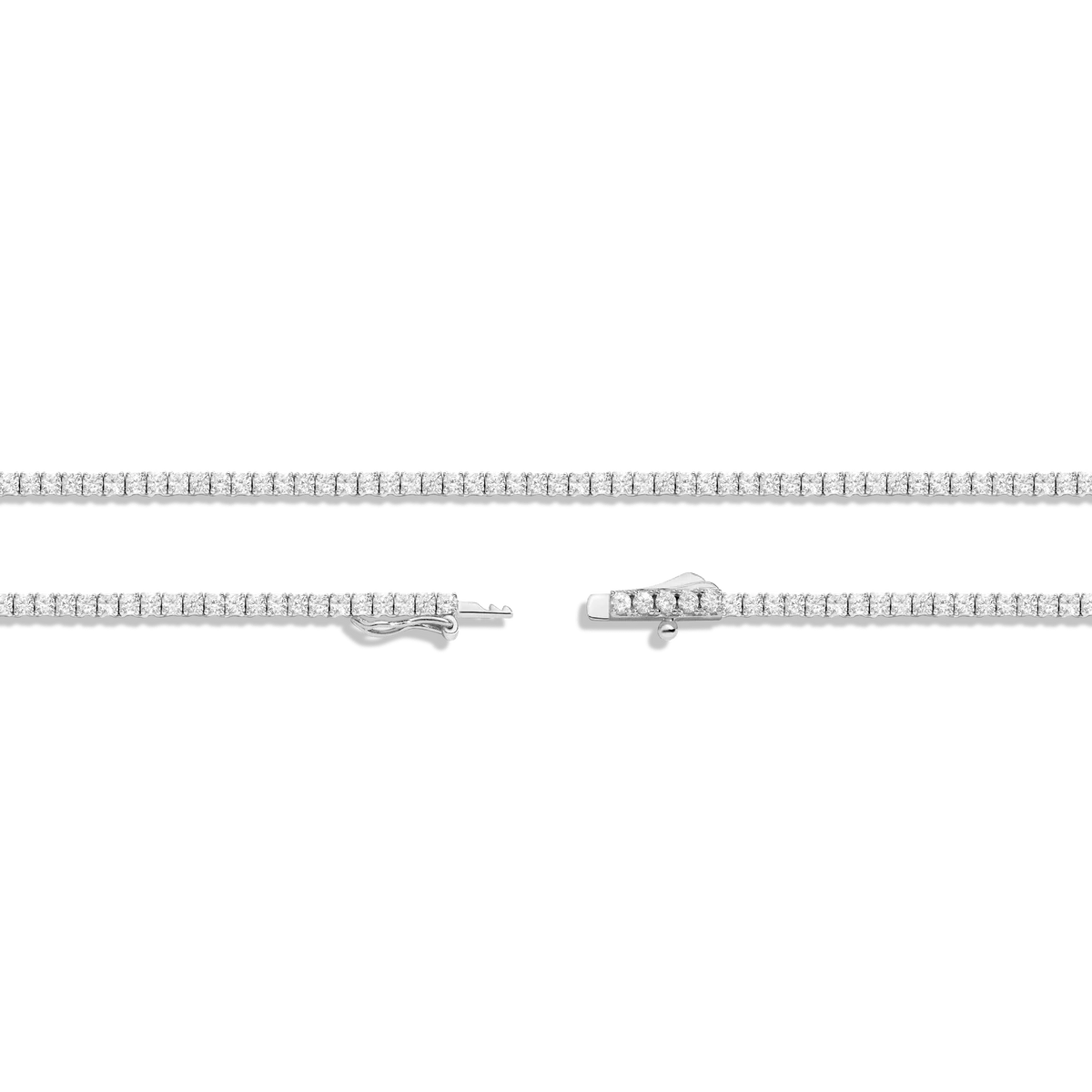 18K White Gold Lab Grown Diamond Tennis Necklace 5.0-15.0ct