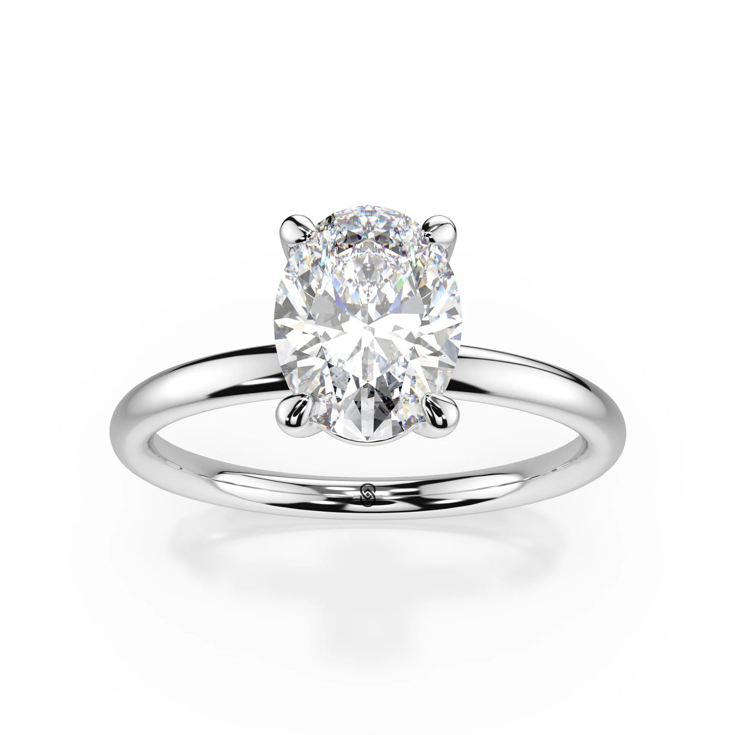 18K White Gold Oval Cut Lab Grown Diamond Claw Prong Solitaire Ring 1.0-2.0ct