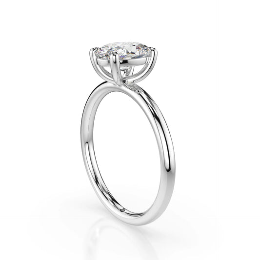 18K White Gold Oval Cut Lab Grown Diamond Claw Prong Solitaire Ring 1.0-2.0ct