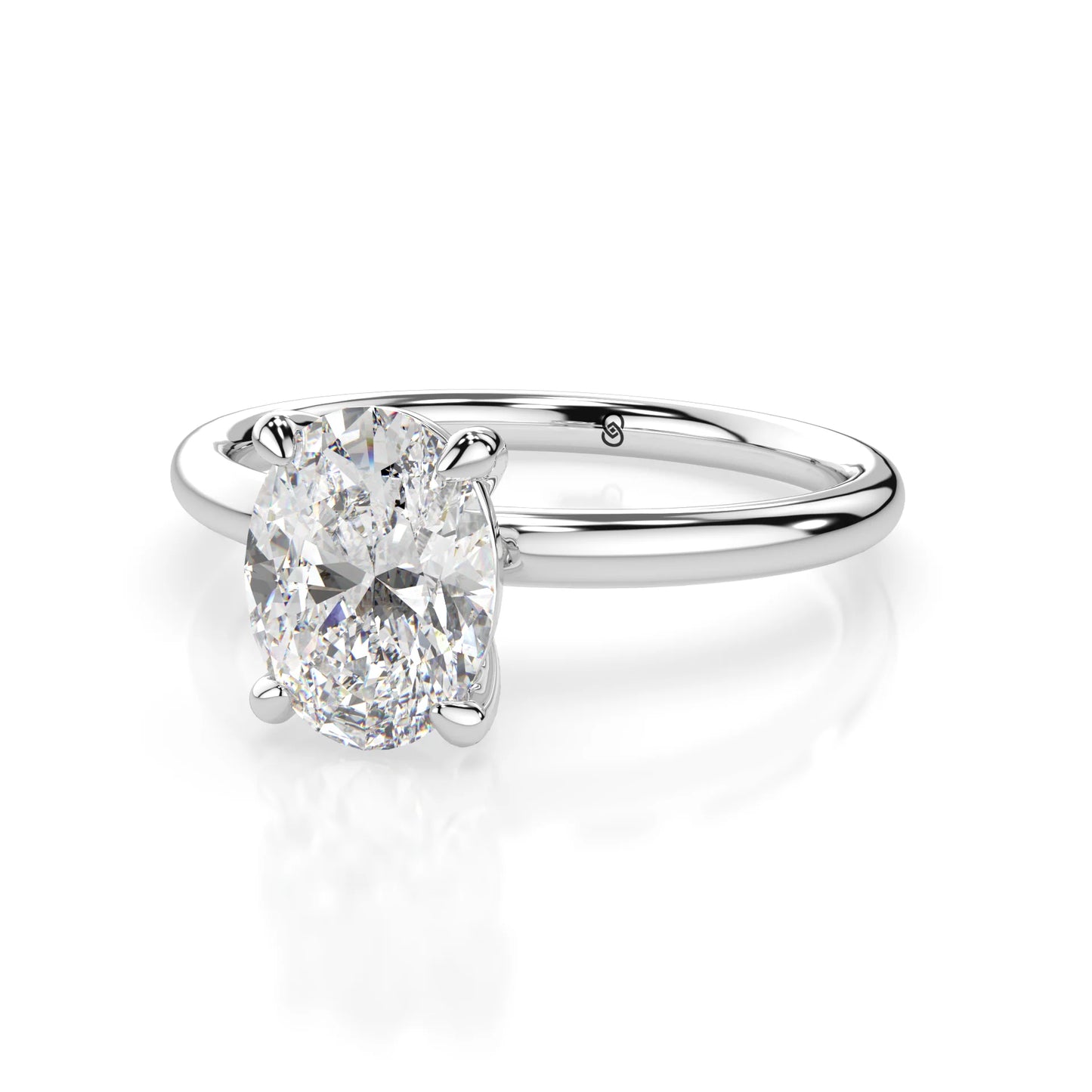 18K White Gold Oval Cut Lab Grown Diamond Claw Prong Solitaire Ring 1.0-2.0ct