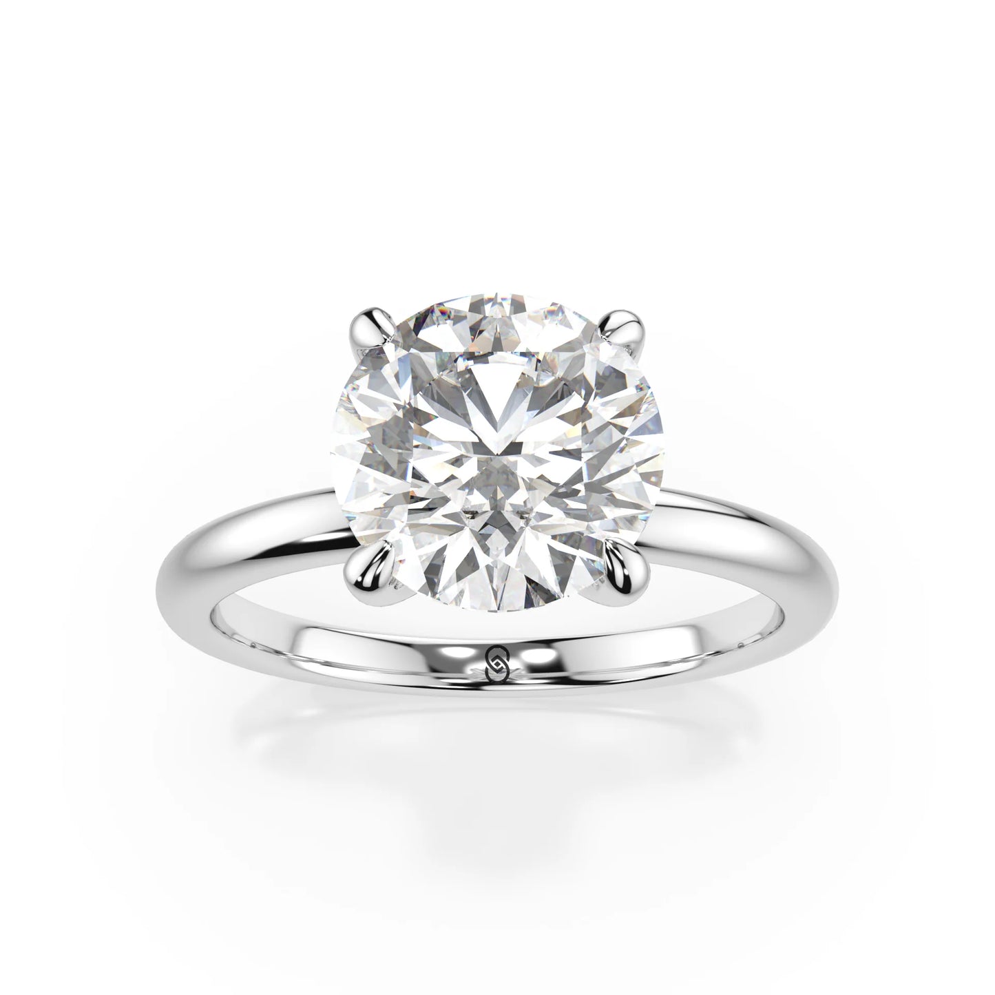 18K White Gold Round Brilliant Lab Grown Diamond Claw Prong Solitaire Ring 1.0-2.0ct