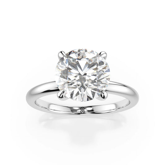 18K White Gold Round Brilliant Lab Grown Diamond Claw Prong Solitaire Ring 1.0-2.0ct