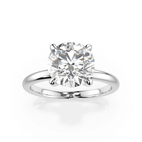 18K White Gold Round Brilliant Lab Grown Diamond Claw Prong Solitaire Ring 1.0-2.0ct