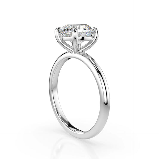 18K White Gold Round Brilliant Lab Grown Diamond Claw Prong Solitaire Ring 1.0-2.0ct