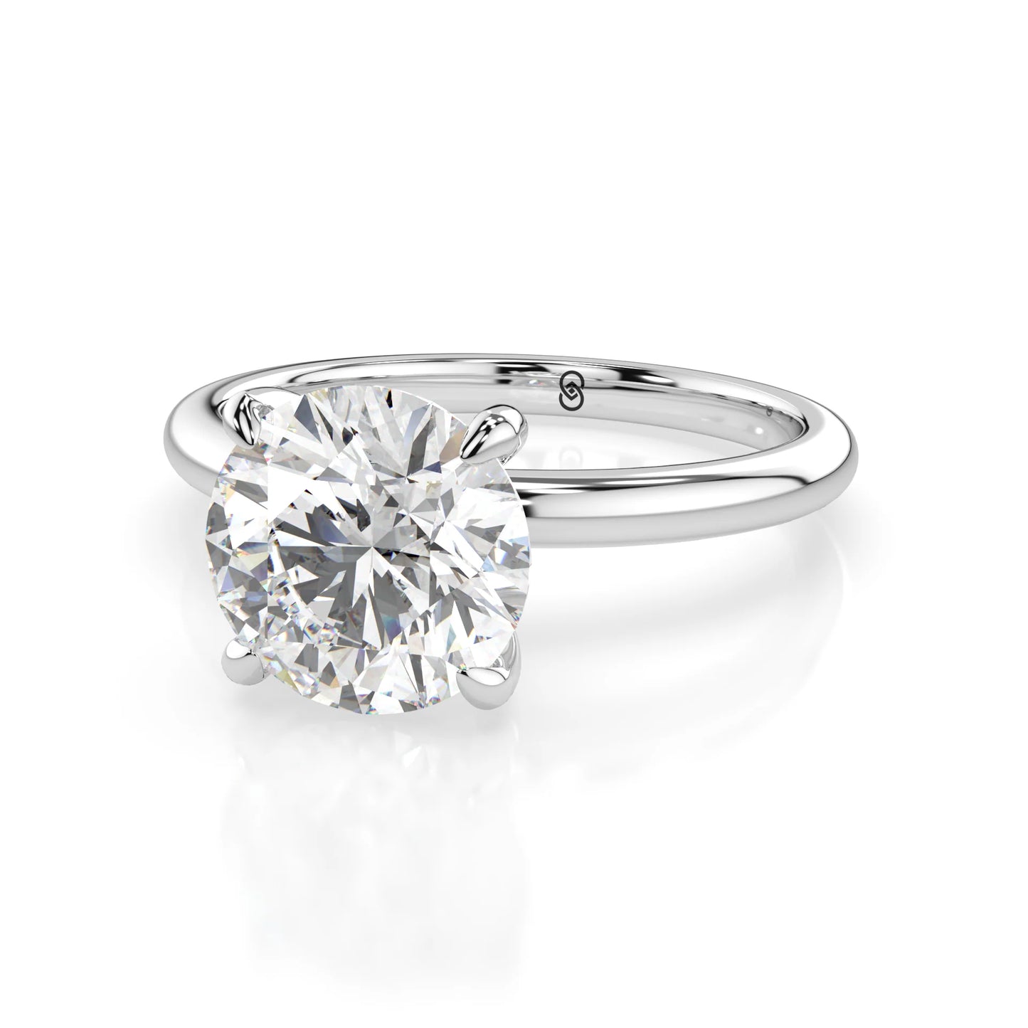 18K White Gold Round Brilliant Lab Grown Diamond Claw Prong Solitaire Ring 1.0-2.0ct