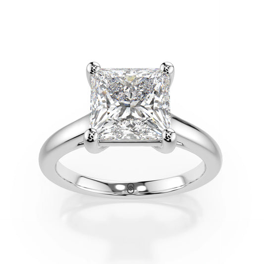18K White Gold Radiance Princess Cut Plain Band Engagement Ring 1.0-2.5ct