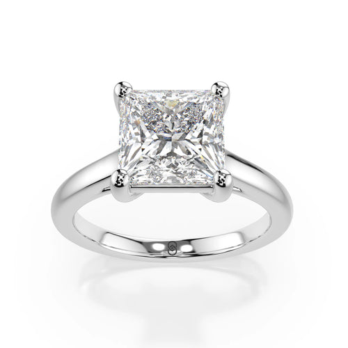 18K White Gold Radiance Princess Cut Plain Band Engagement Ring 1.0-2.5ct