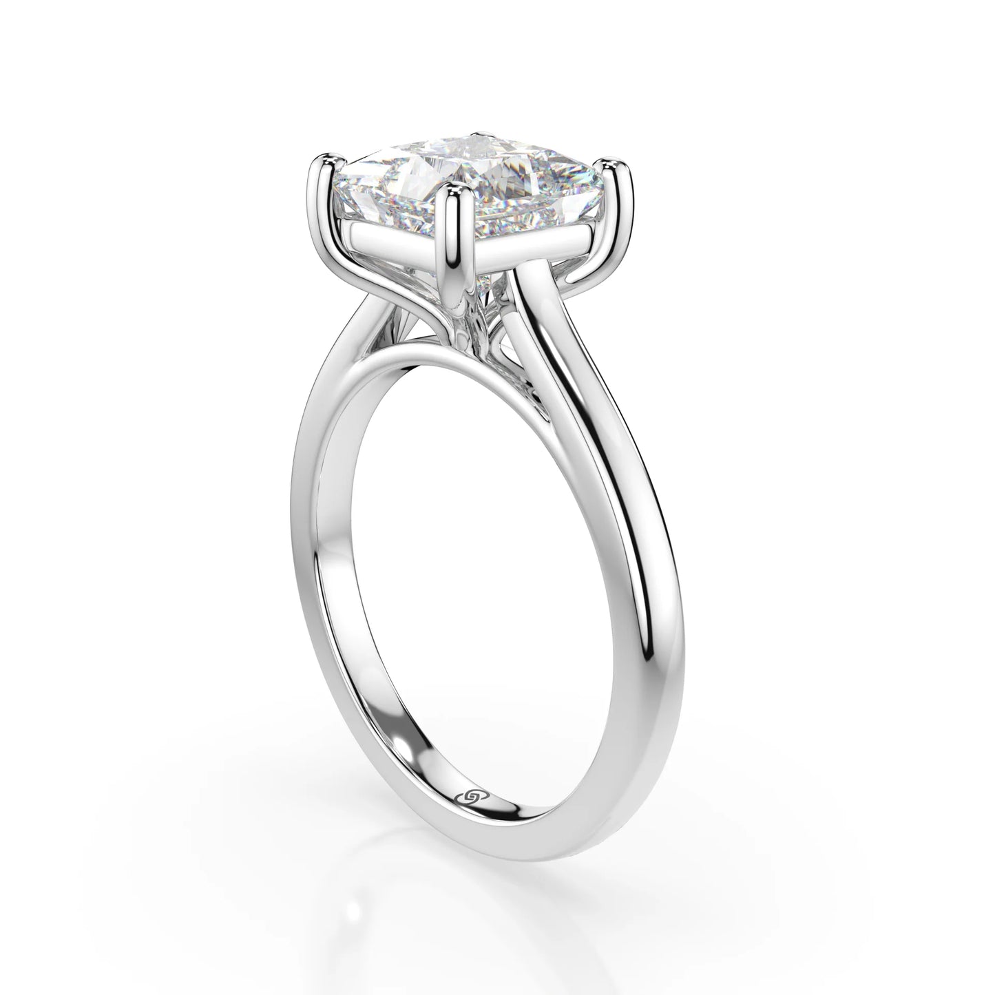 18K White Gold Radiance Princess Cut Plain Band Engagement Ring 1.0-2.5ct