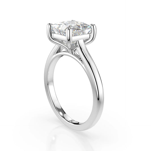 18K White Gold Radiance Princess Cut Plain Band Engagement Ring 1.0-2.5ct