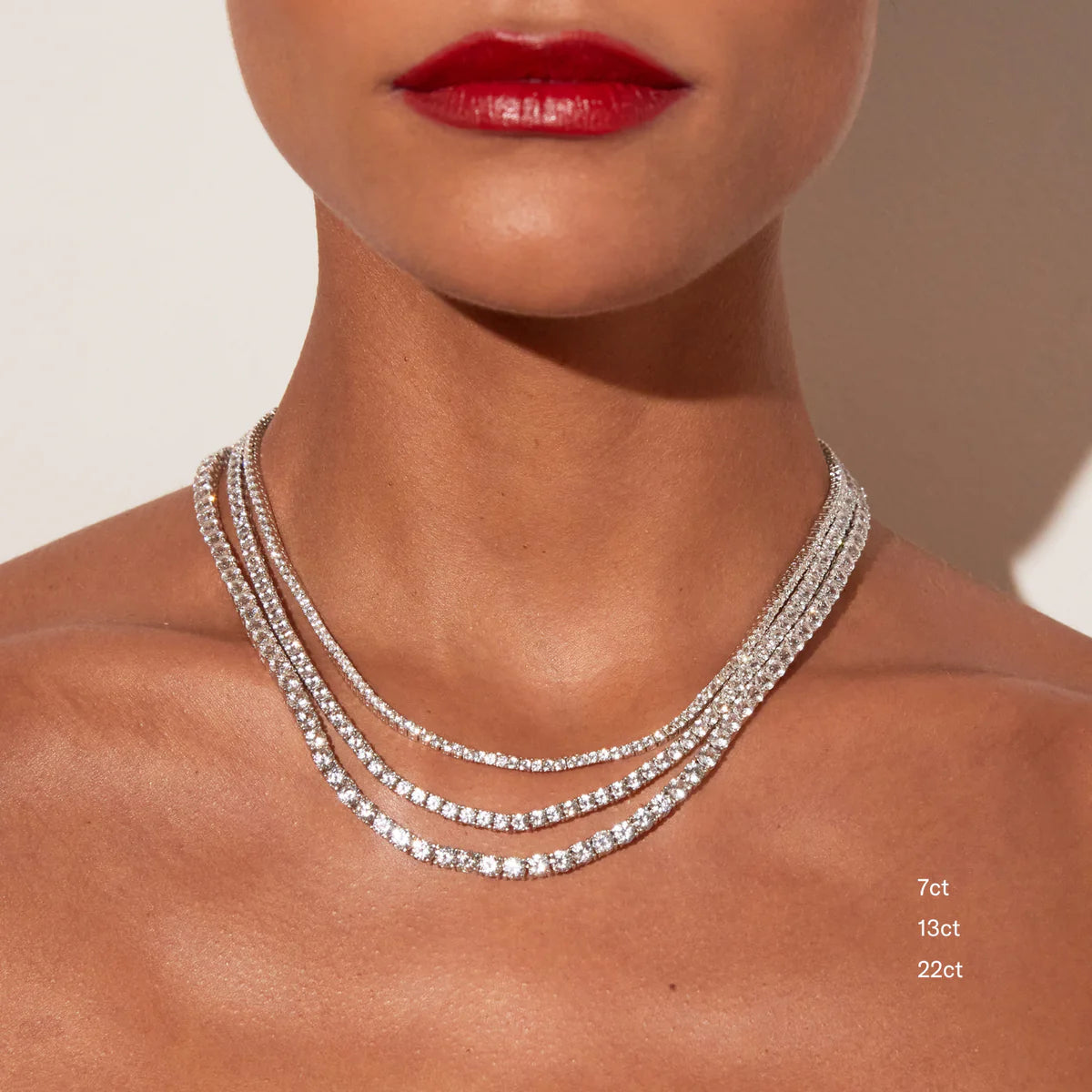 18K White Gold Lab Grown Diamond Tennis Necklace 5.0-15.0ct