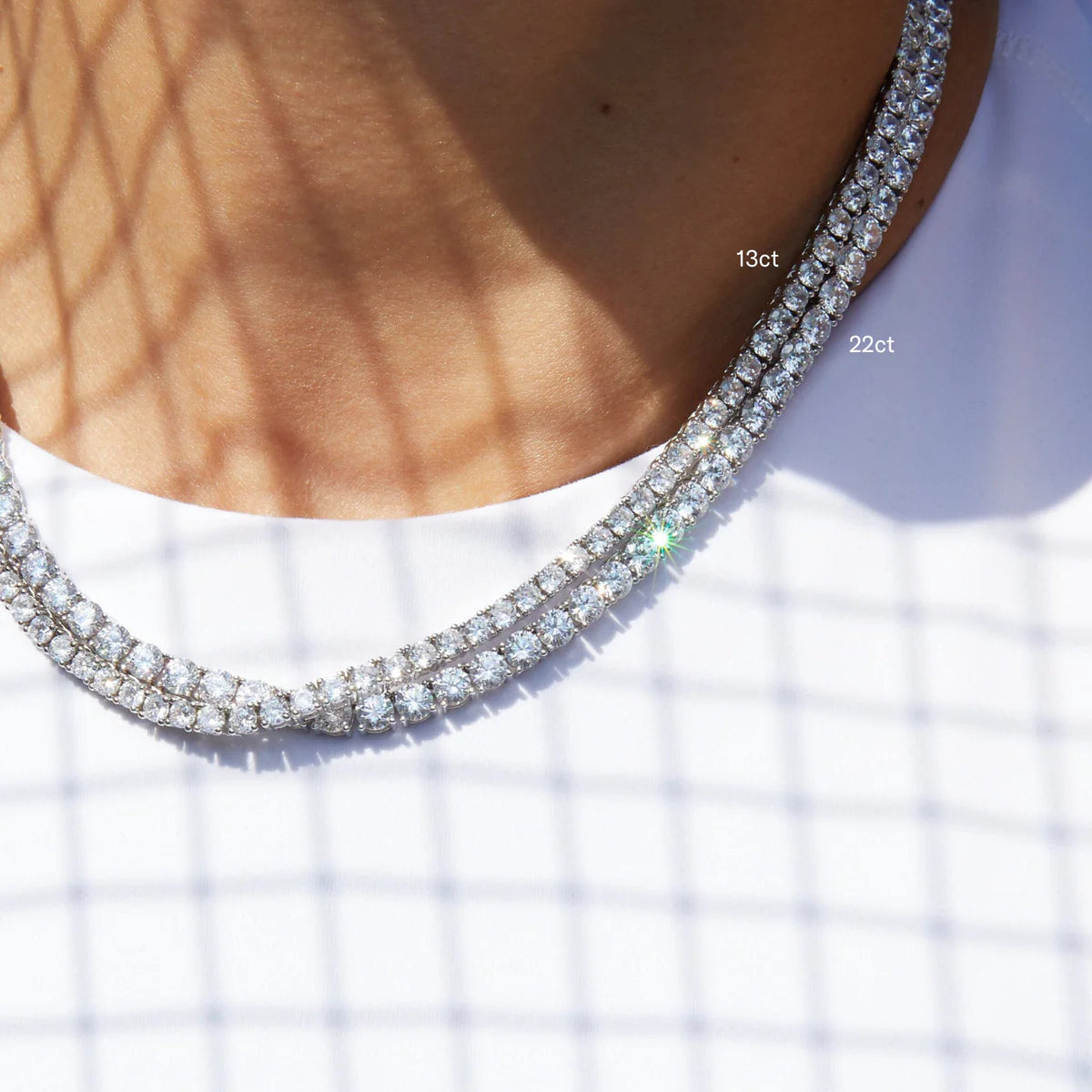 18K White Gold Lab Grown Diamond Tennis Necklace 5.0-15.0ct