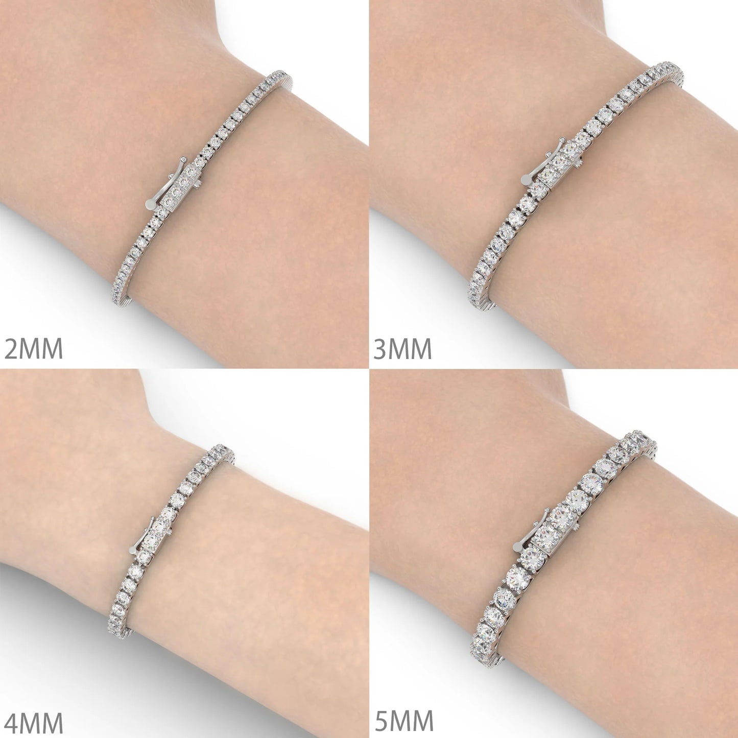 18K White Gold Lab Grown Diamond Tennis Bracelet 3.0-8.0ct