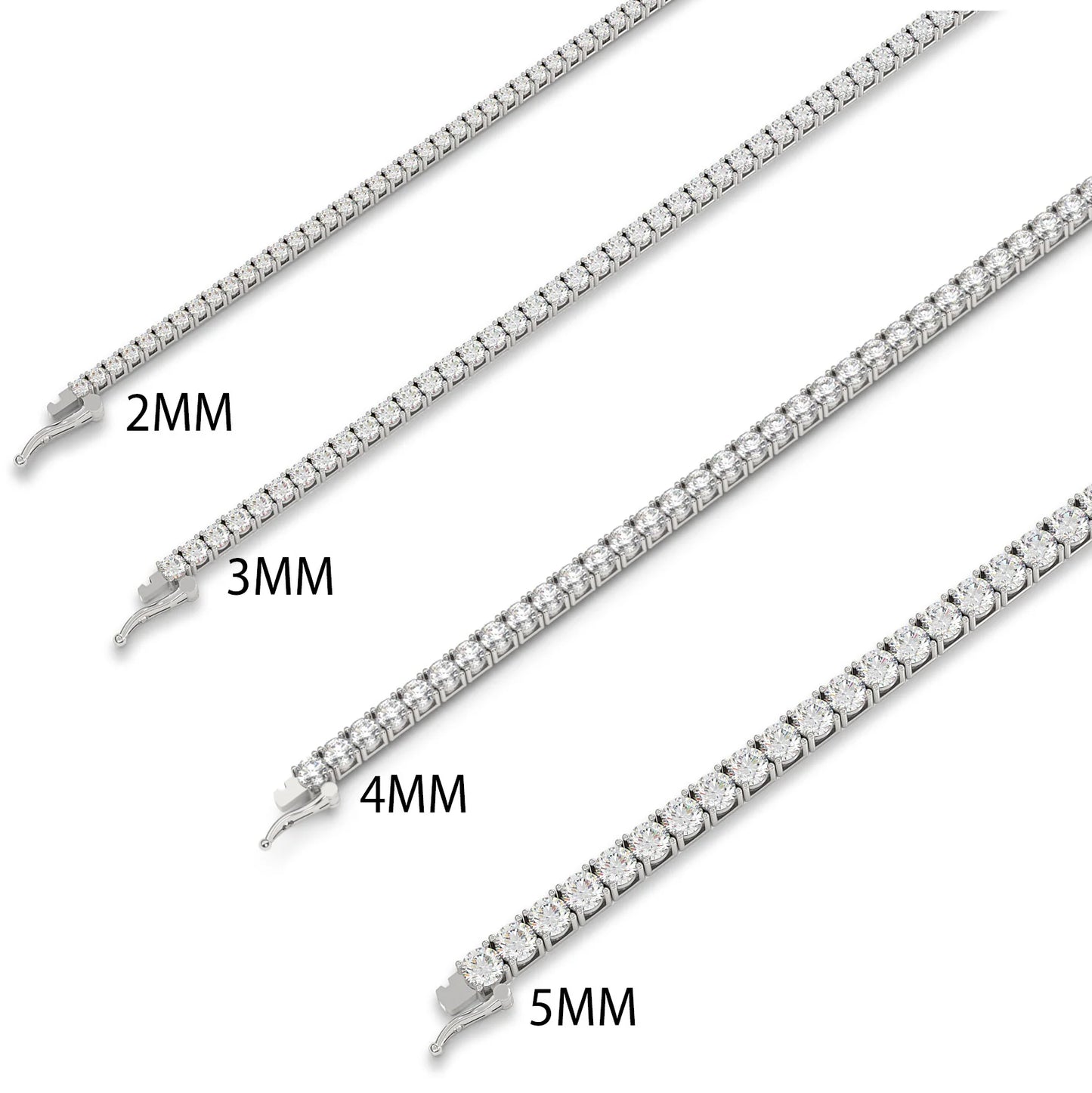 18K White Gold Lab Grown Diamond Tennis Bracelet 3.0-8.0ct