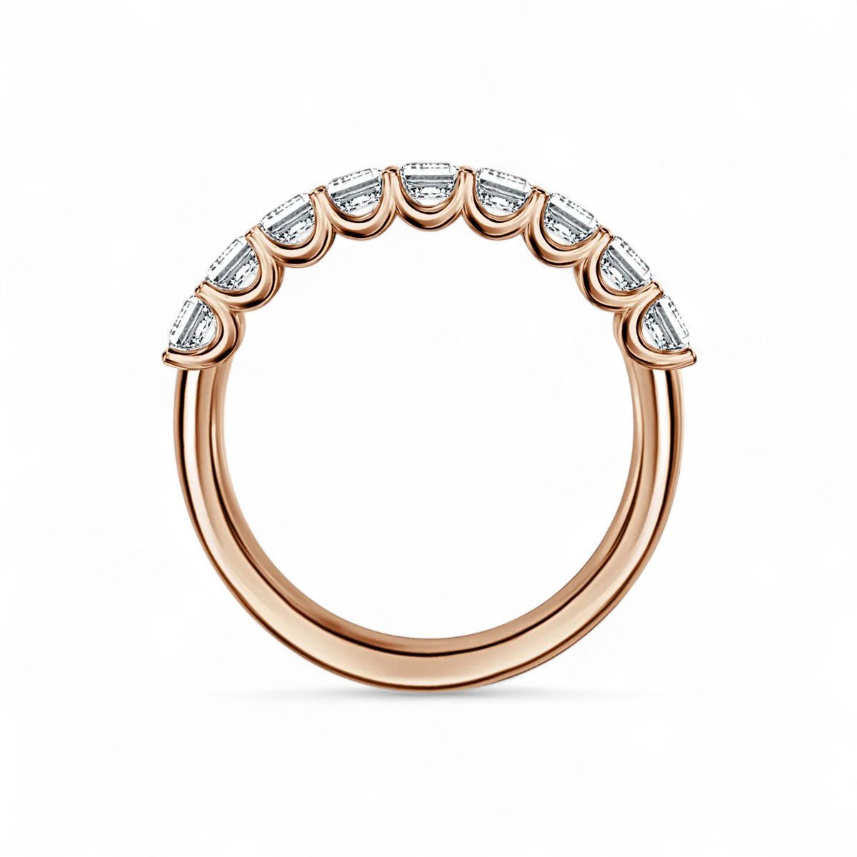 18K Rose Gold 9 Stone Princess Cut Lab Grown Diamond Eternity Ring 0.54 - 1.8ct - Triple