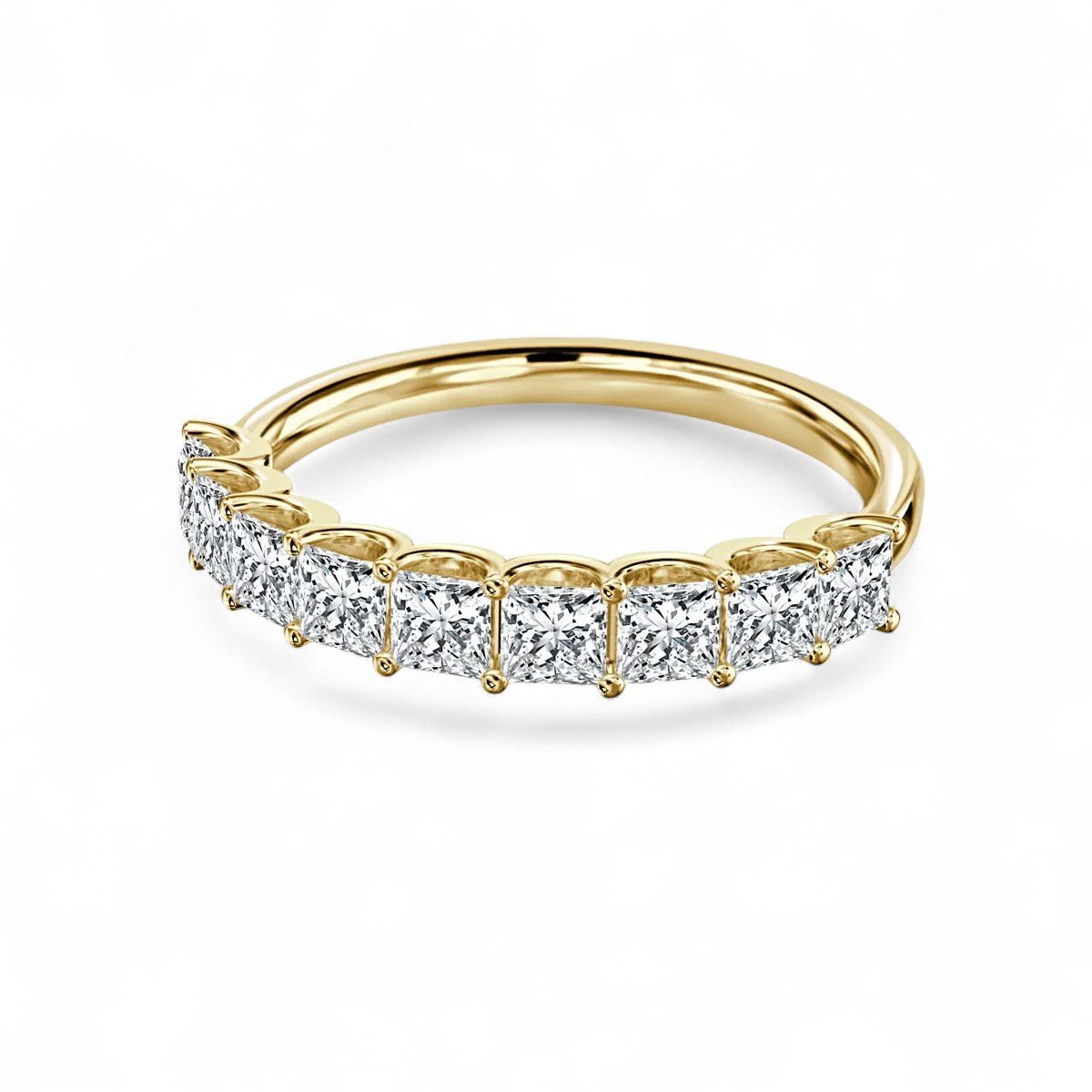 18K Rose Gold 9 Stone Princess Cut Lab Grown Diamond Eternity Ring 0.54 - 1.8ct - Triple