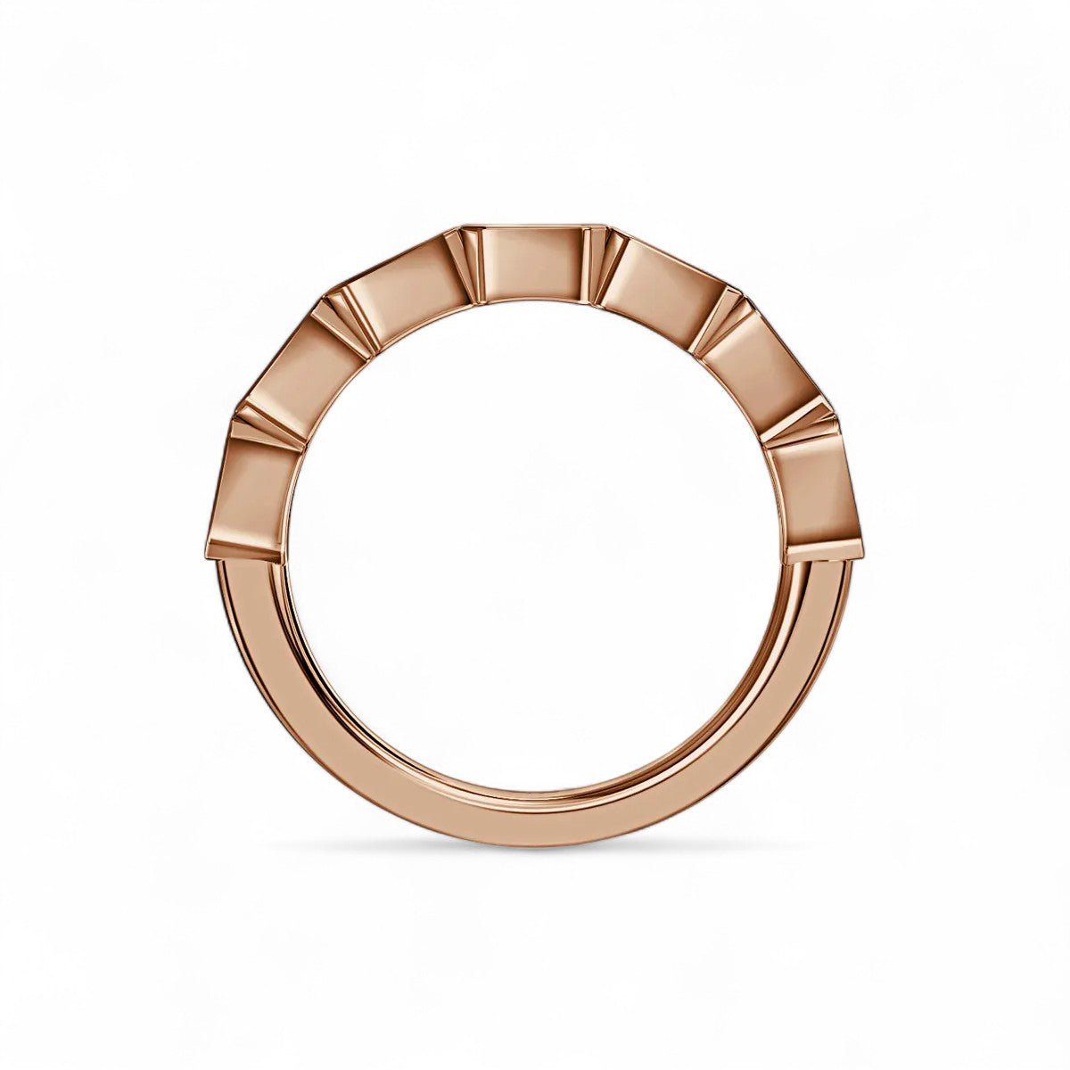 18K Rose Gold Emerald Cut Lab Grown Diamond 7 Stone Bezel Set Half Eternity Ring 1.05 - 1.75ct - Triple